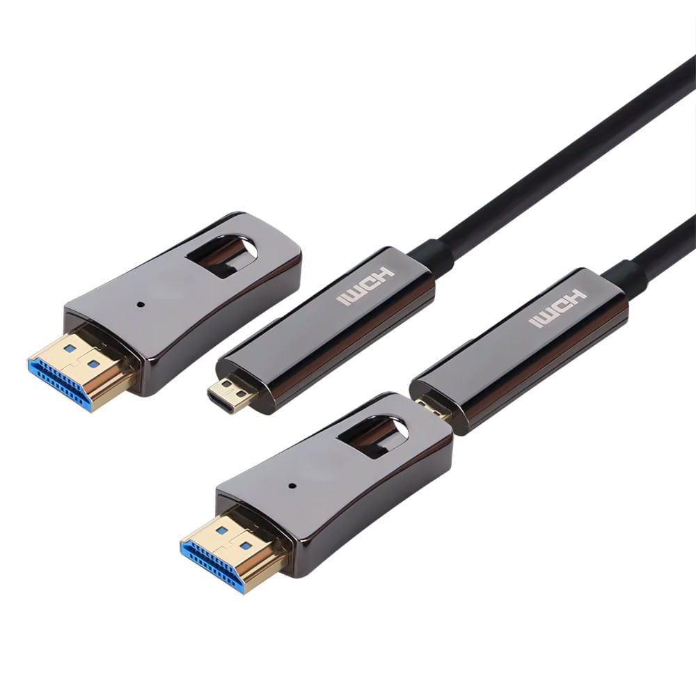 Cabo HDMI 2.0 4K 60HZ Fibra Óptica 50,0 Metros com Conector Destacável